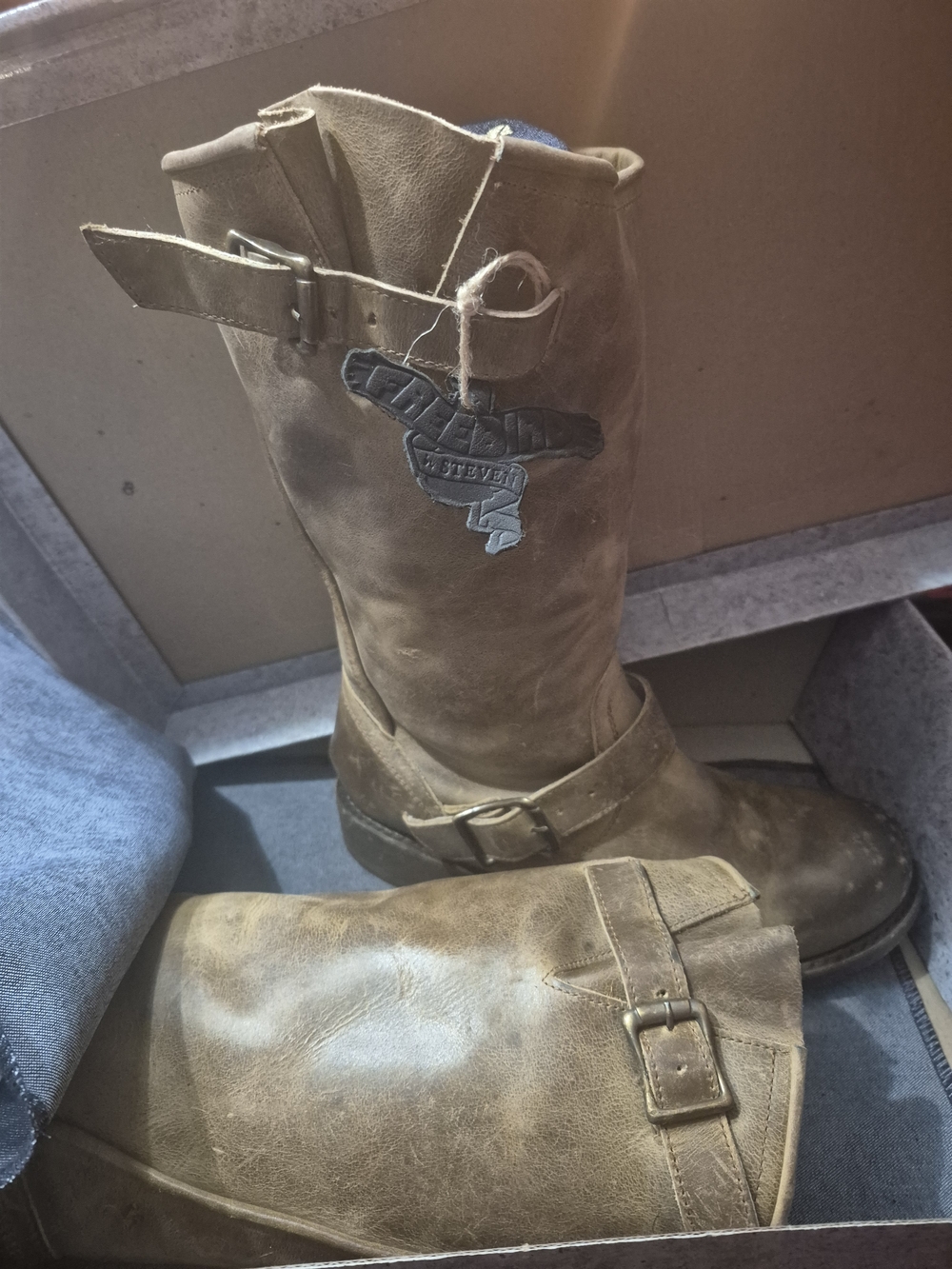 NIB Freebird By Steven Women's Brown Leather Mid-Calf Boots